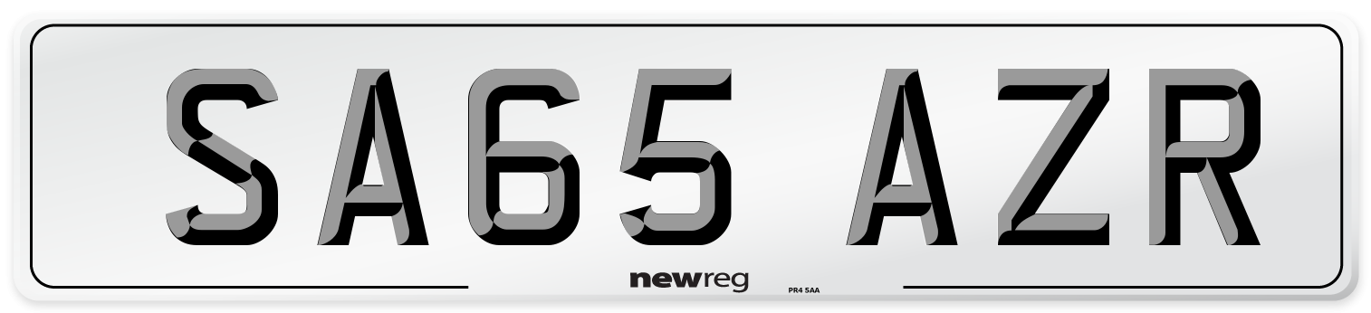 SA65 AZR Number Plate from New Reg